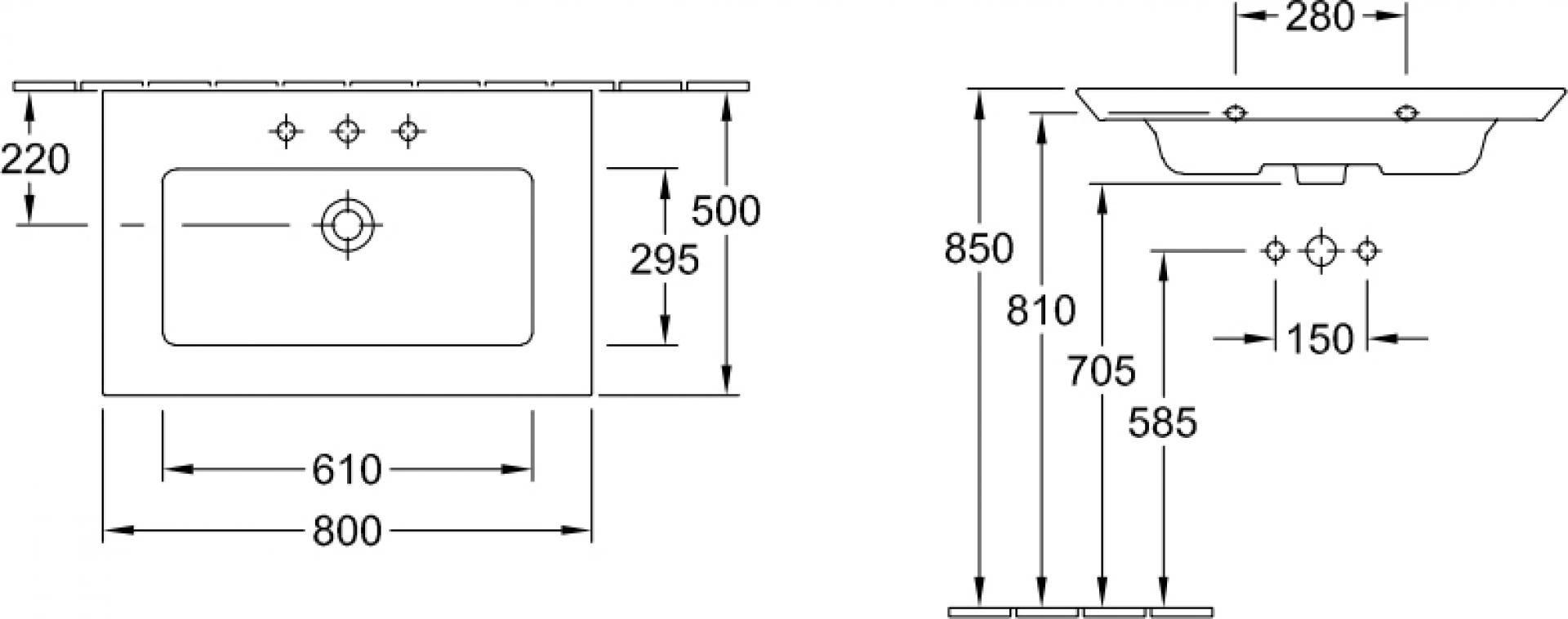 Мебельная раковина Villeroy & Boch Legato 4153 80R1 alpin CeramicPlus