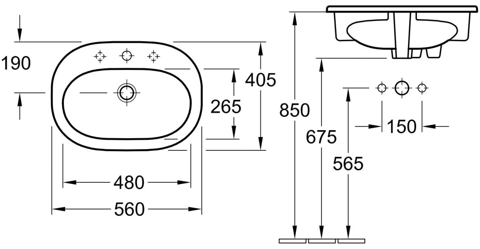 Раковина 56 см Villeroy&Boch O.Novo 41615601