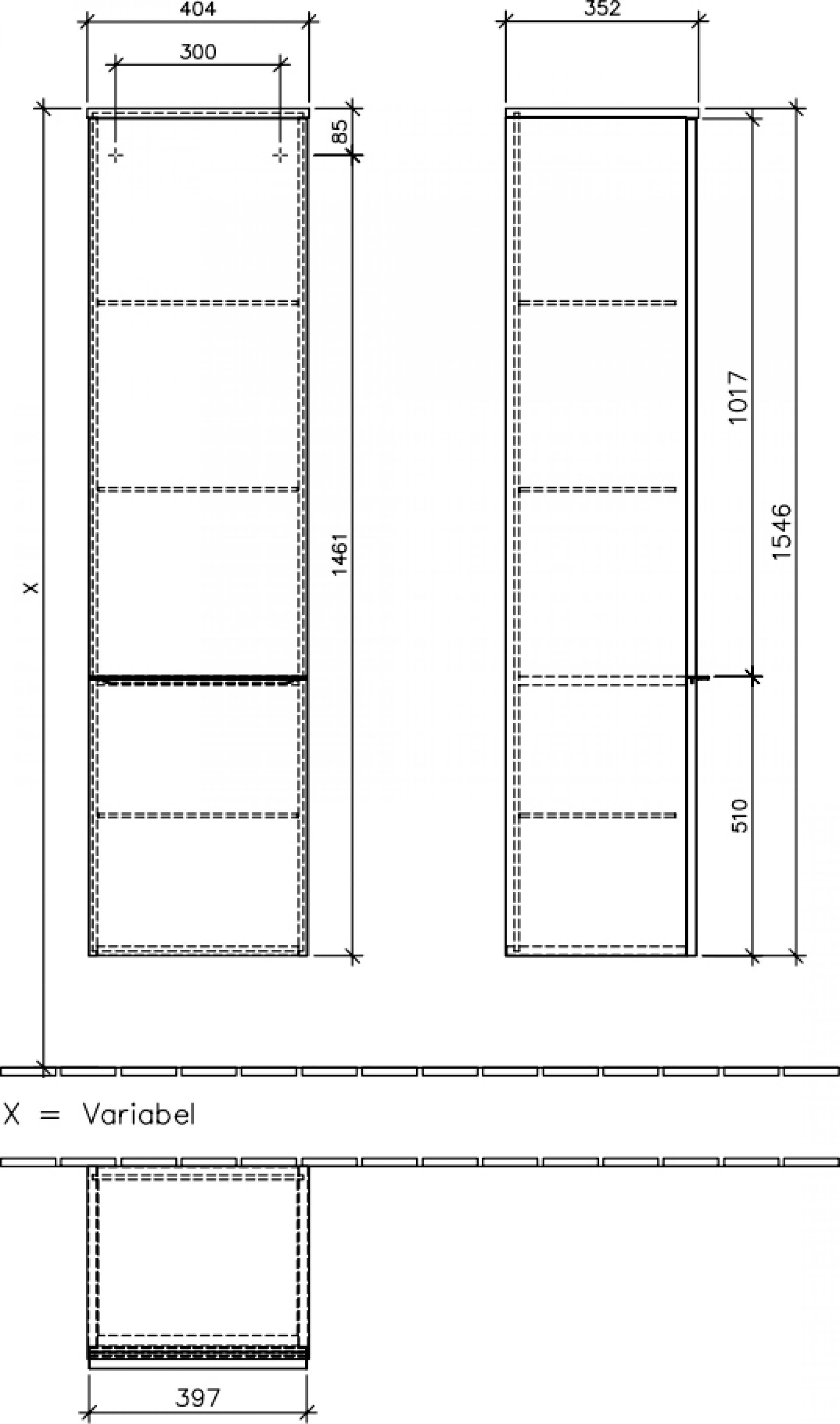 Шкаф-пенал Villeroy & Boch Venticello A95111 DX glossy white R