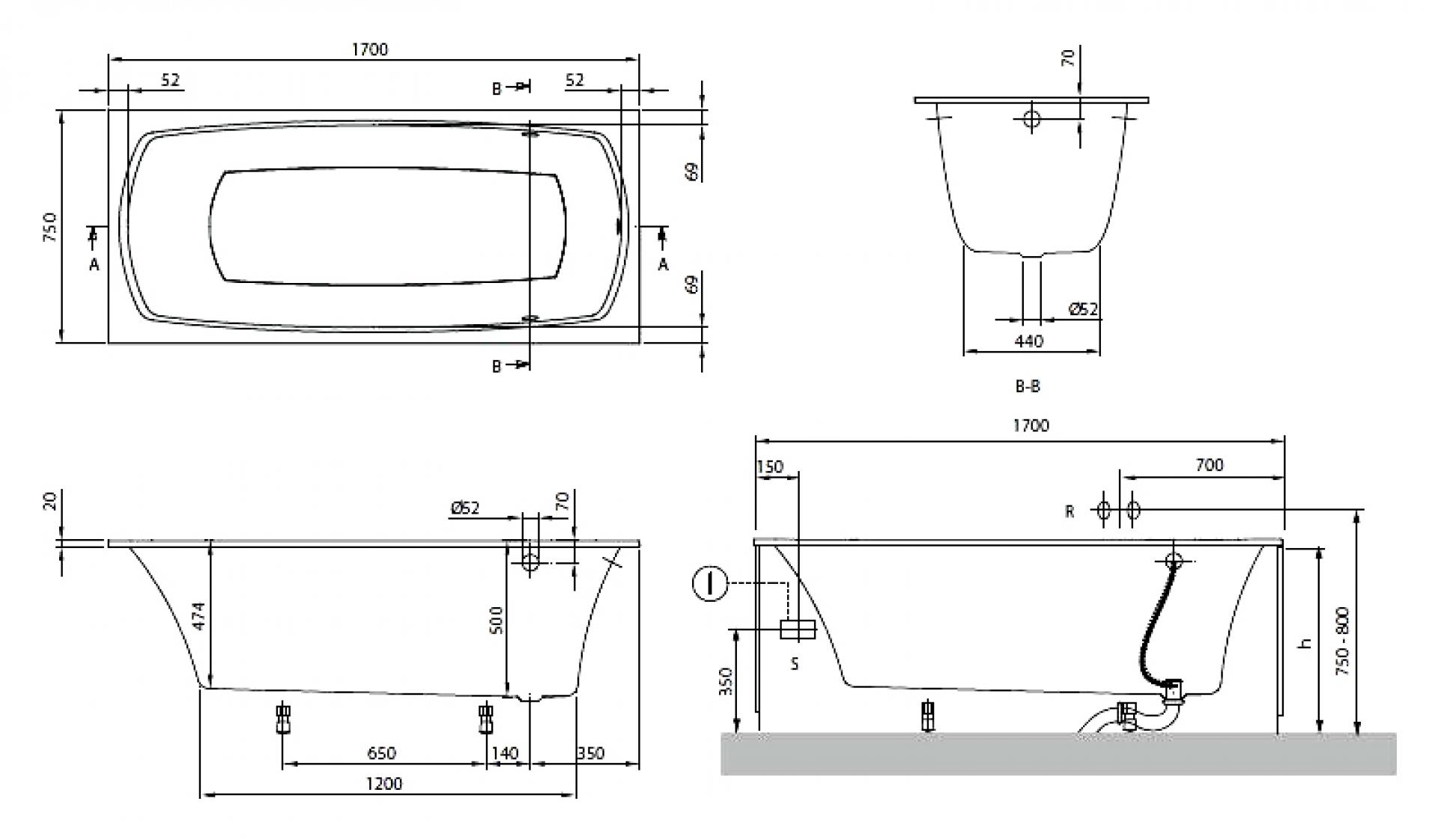 Акриловая ванна 170х75 Villeroy & Boch My Art UBQ170MYA2V-01