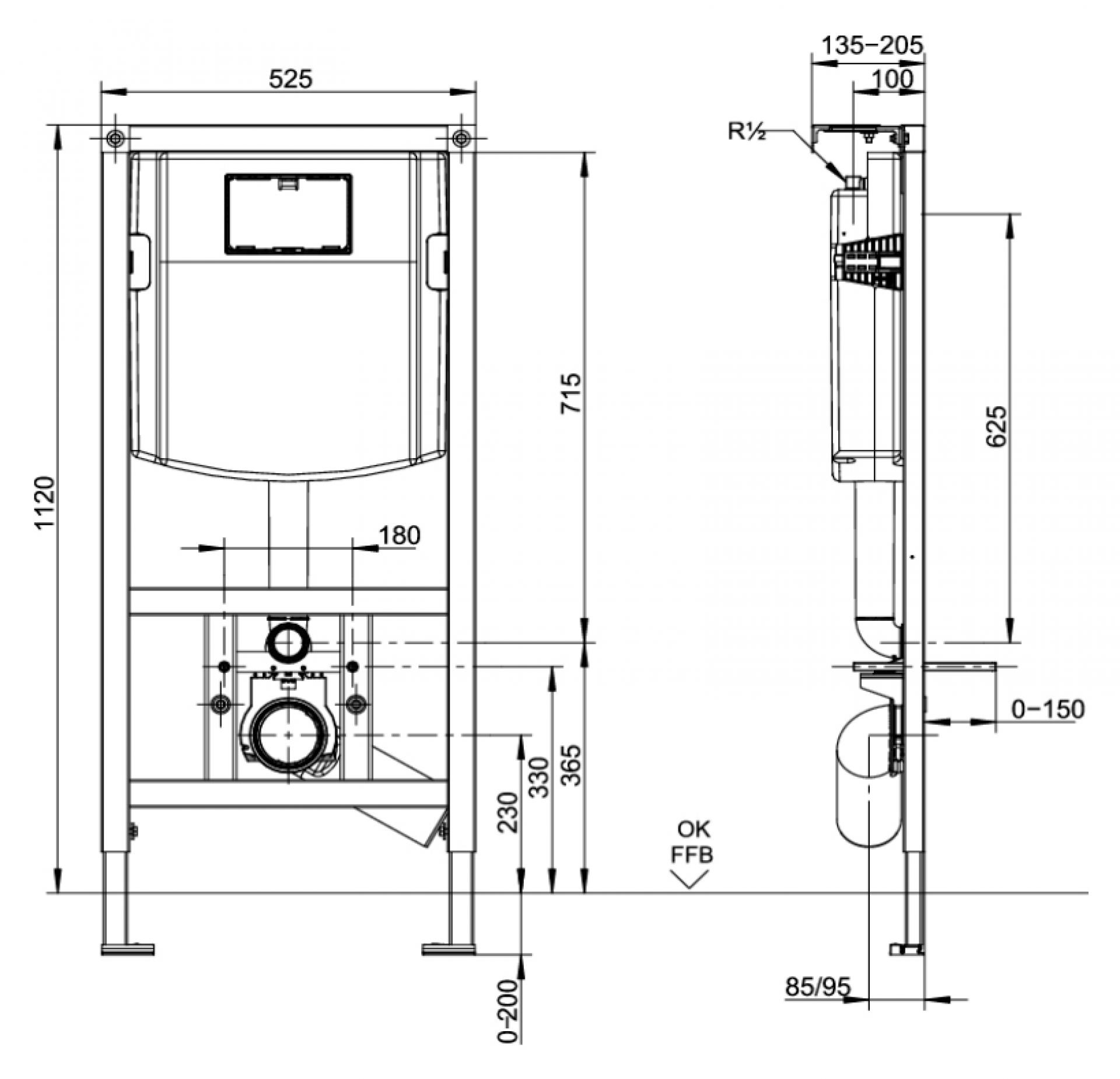 Комплект Villeroy & Boch O Novo 5660 D0 01 кнопка хром