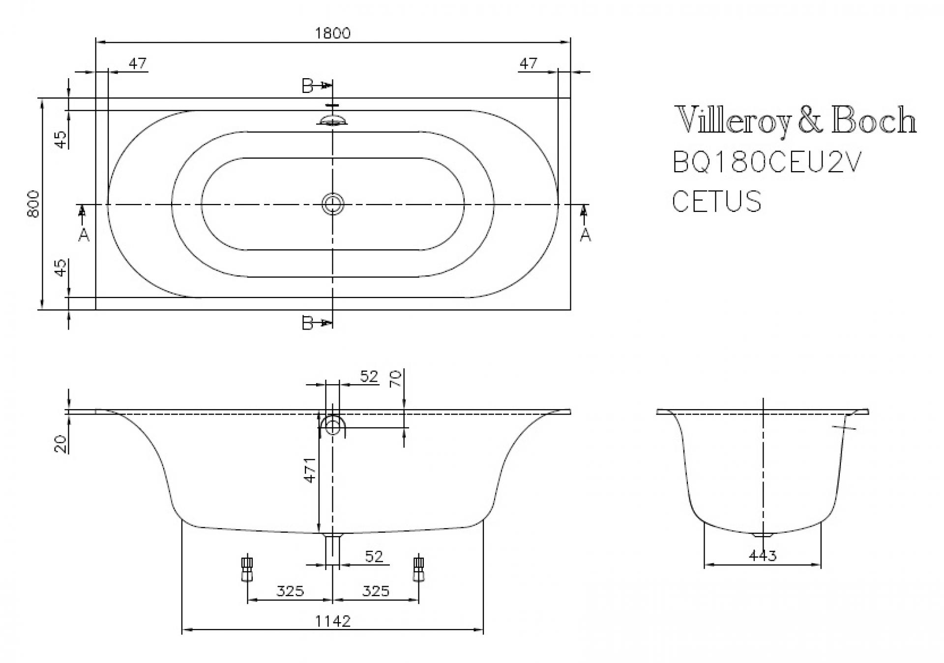 Акриловая ванна 180х80 Villeroy & Boch Cetus UBQ180CEU2V-96 star white