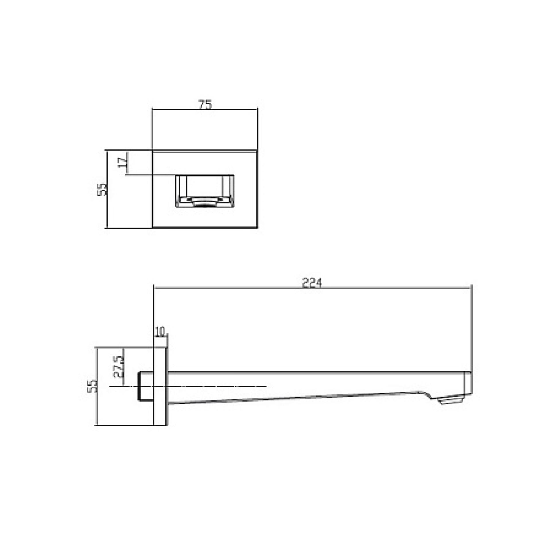 Излив для ванны Villeroy & Boch Architectura Square TVT12500200064 никель