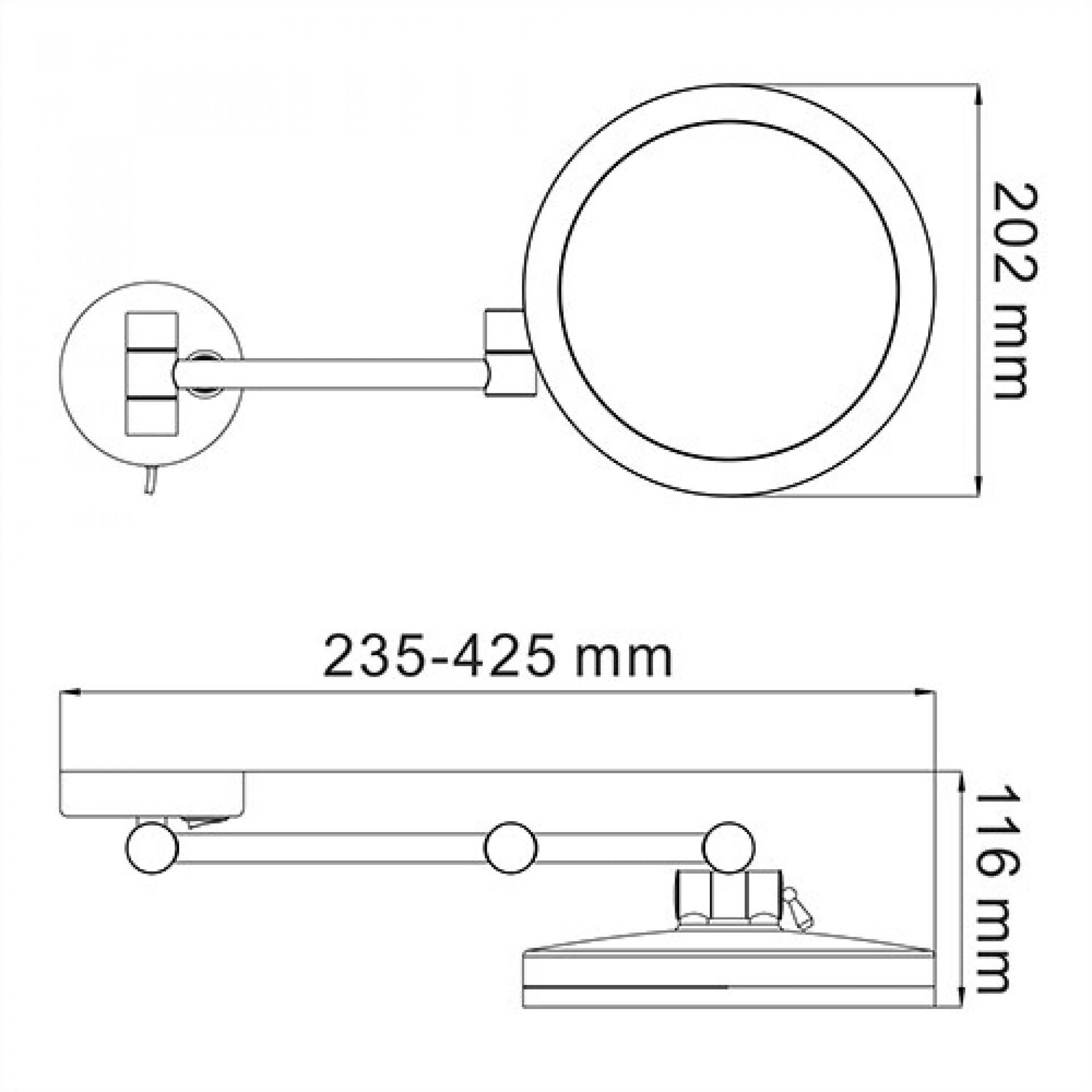 Косметическое зеркало WasserKRAFT K-1004BLACK, черный