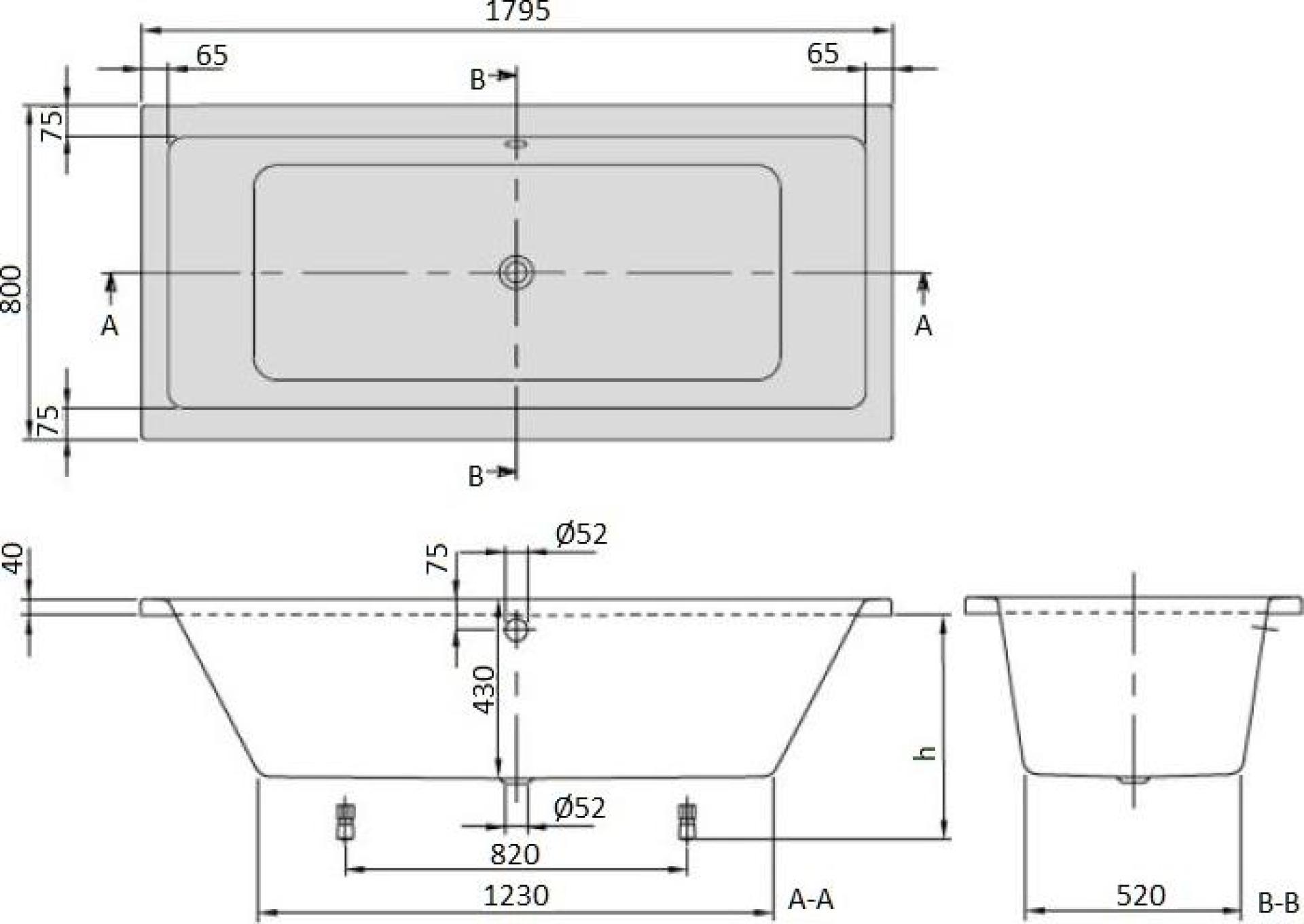 Акриловая ванна Villeroy & Boch Targa Plus 180х80 см UBA180NES2V01+U99740000, белый Alpin