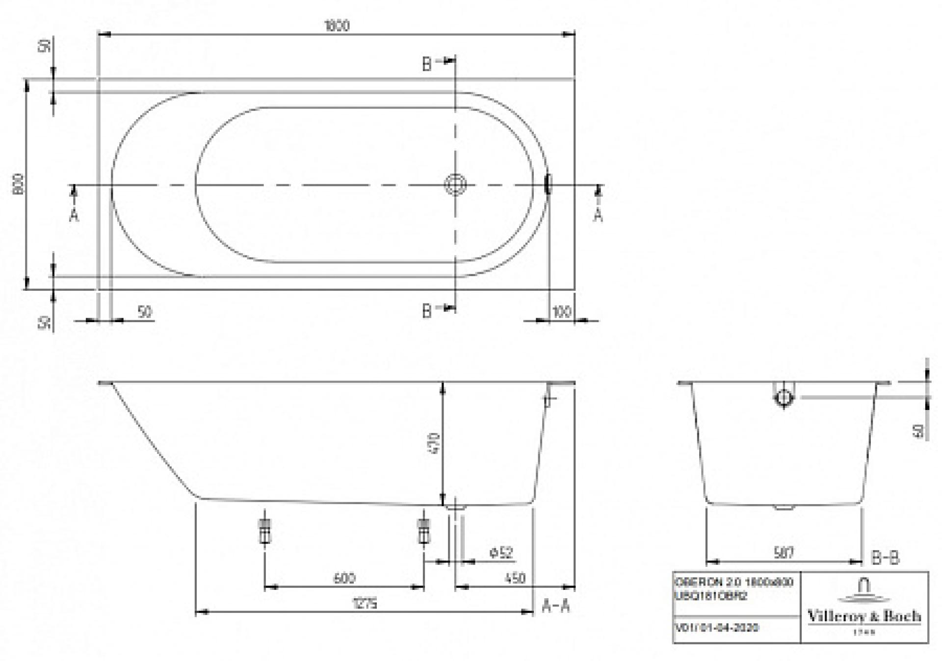 Акриловая ванна Villeroy & Boch Oberon 2.0 UBQ181OBR2DV-01 белый