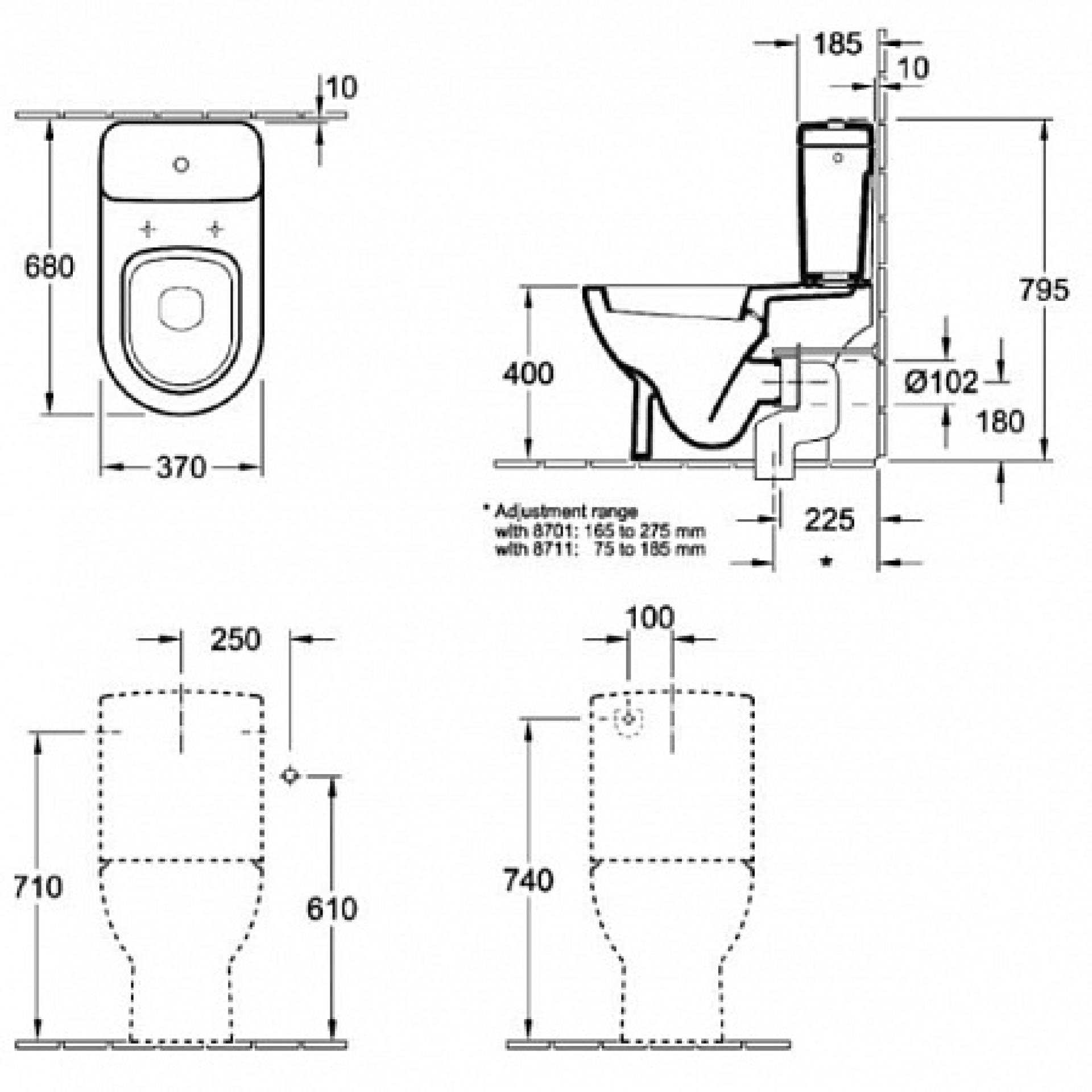 Унитаз напольный Villeroy & Boch Subway 6610 10R1 alpin ceramicplus с бачком 7723 11 R1 alpin