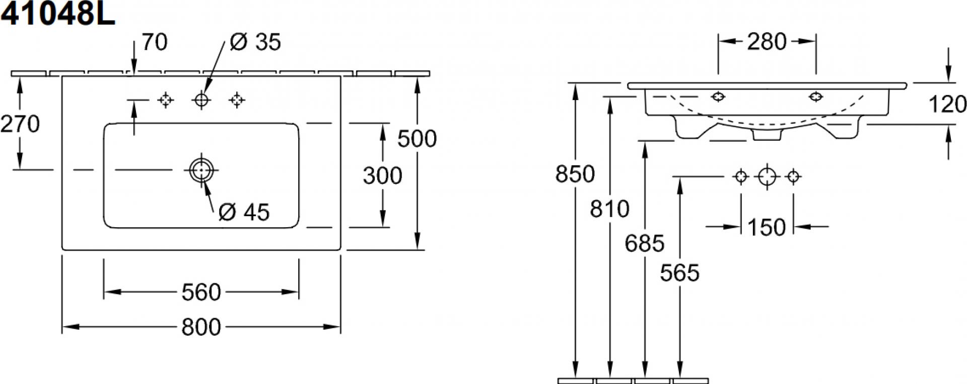 Тумба с раковиной Villeroy & Boch Venticello 80 A92504 white wood