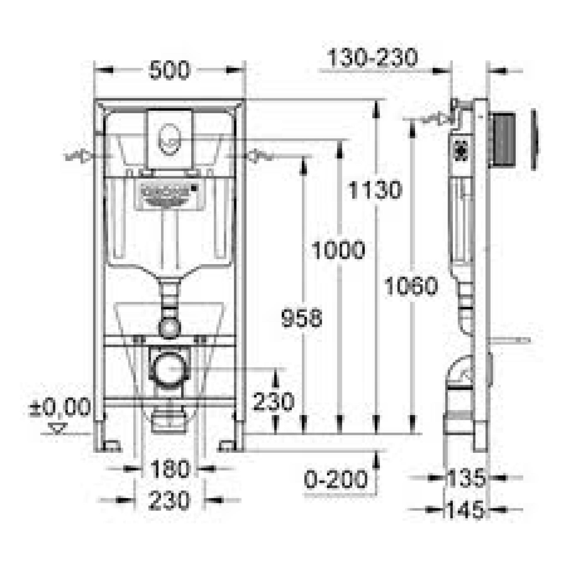 Система инсталляции для унитазов Grohe Rapid SL 38750001 4 в 1 с кнопкой смыва