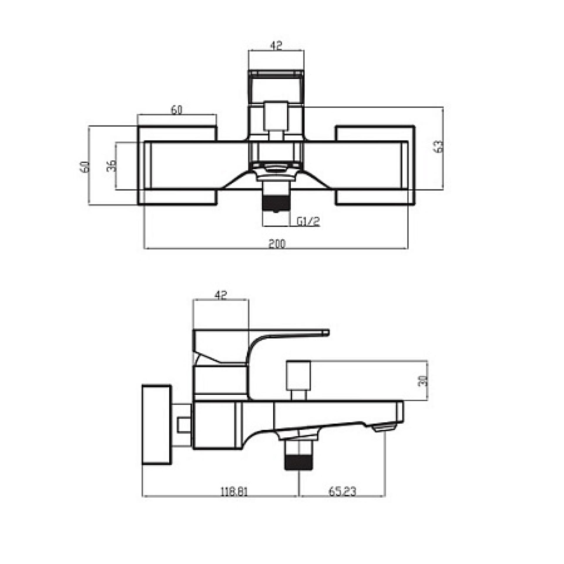 Смеситель для ванны с душем Villeroy & Boch Architectura Square TVT125001000K5 черный