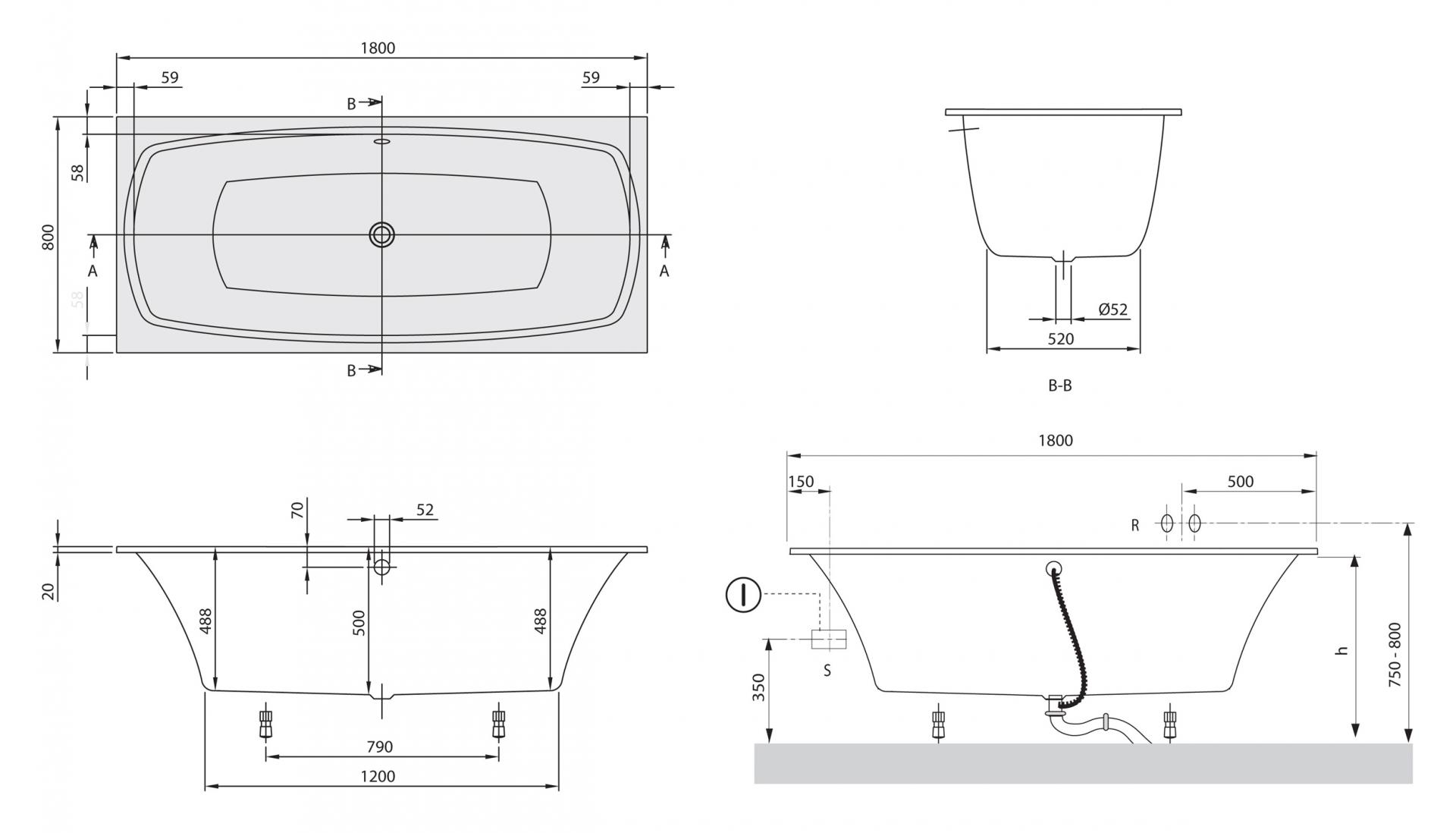 Акриловая ванна 180х80 Villeroy & Boch My Art UBQ180MYA2V-01