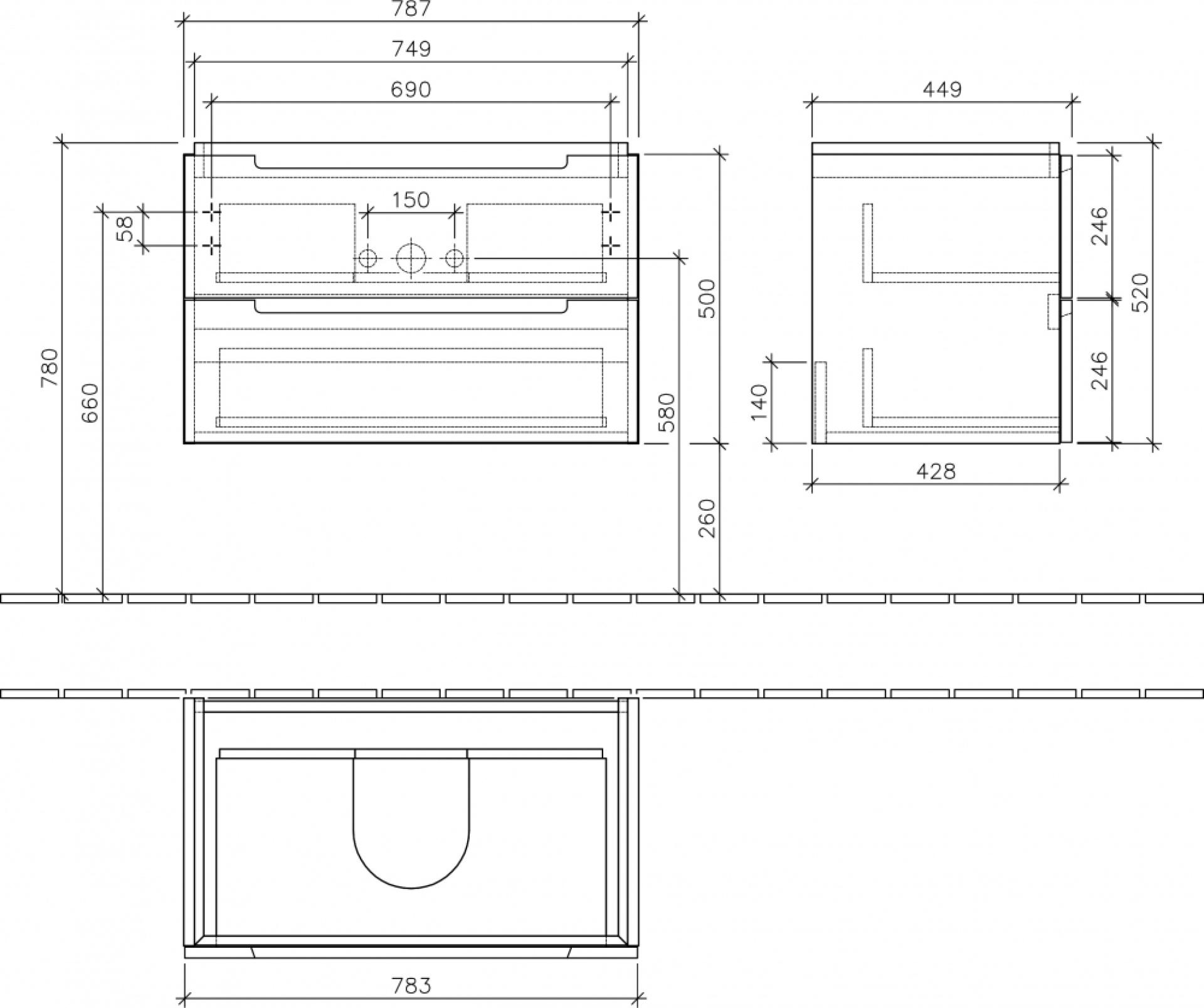 Тумба с раковиной Villeroy & Boch Subway 2.0 80 glossy white