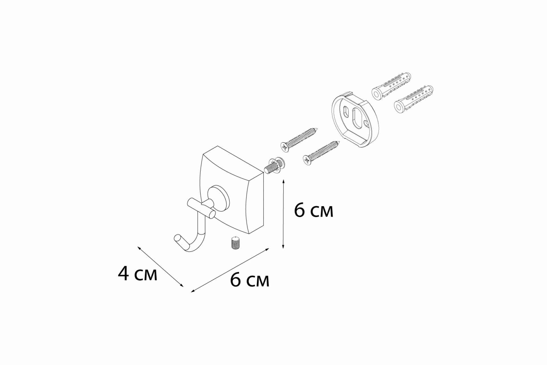 Крючок FIXSEN Kvadro одинарный FX-61305F