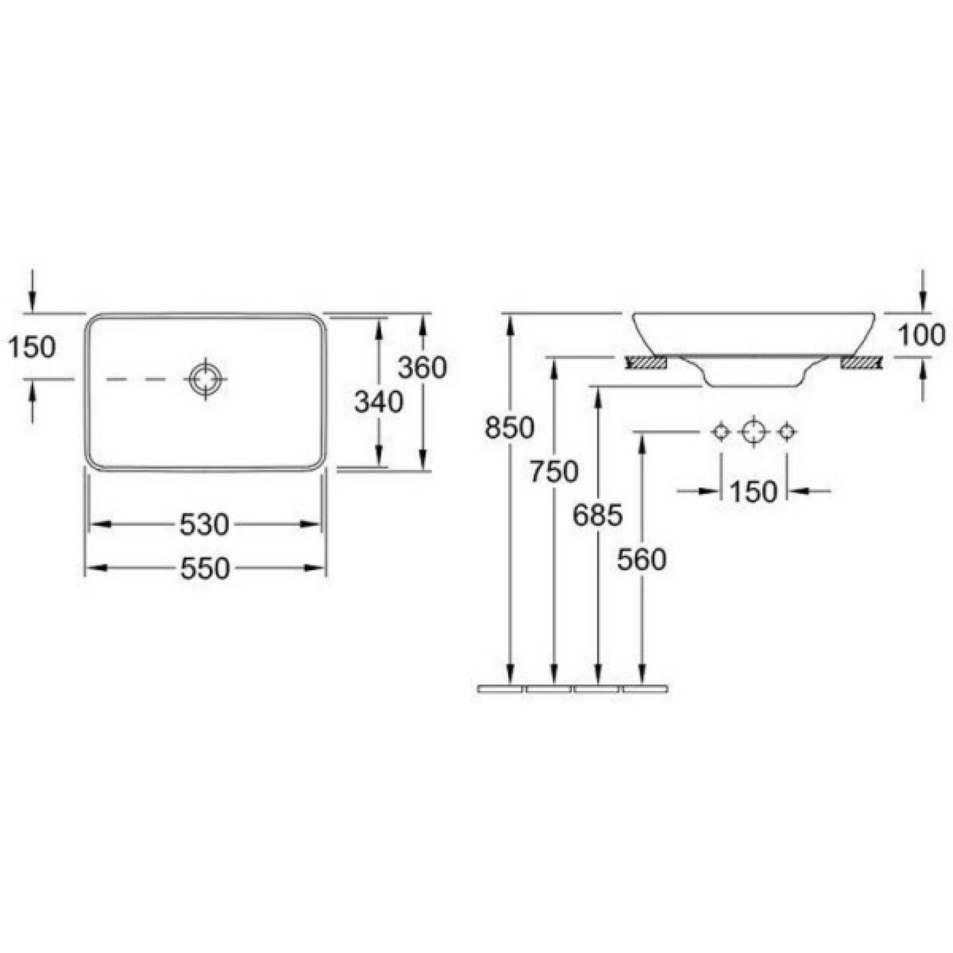 Раковина Villeroy & Boch Venticello 55 см 41135501, белый