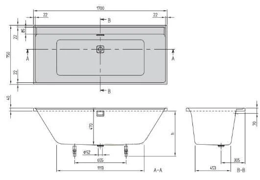 Акриловая ванна Villeroy & Boch Collaro UBA170COR2EV-RW