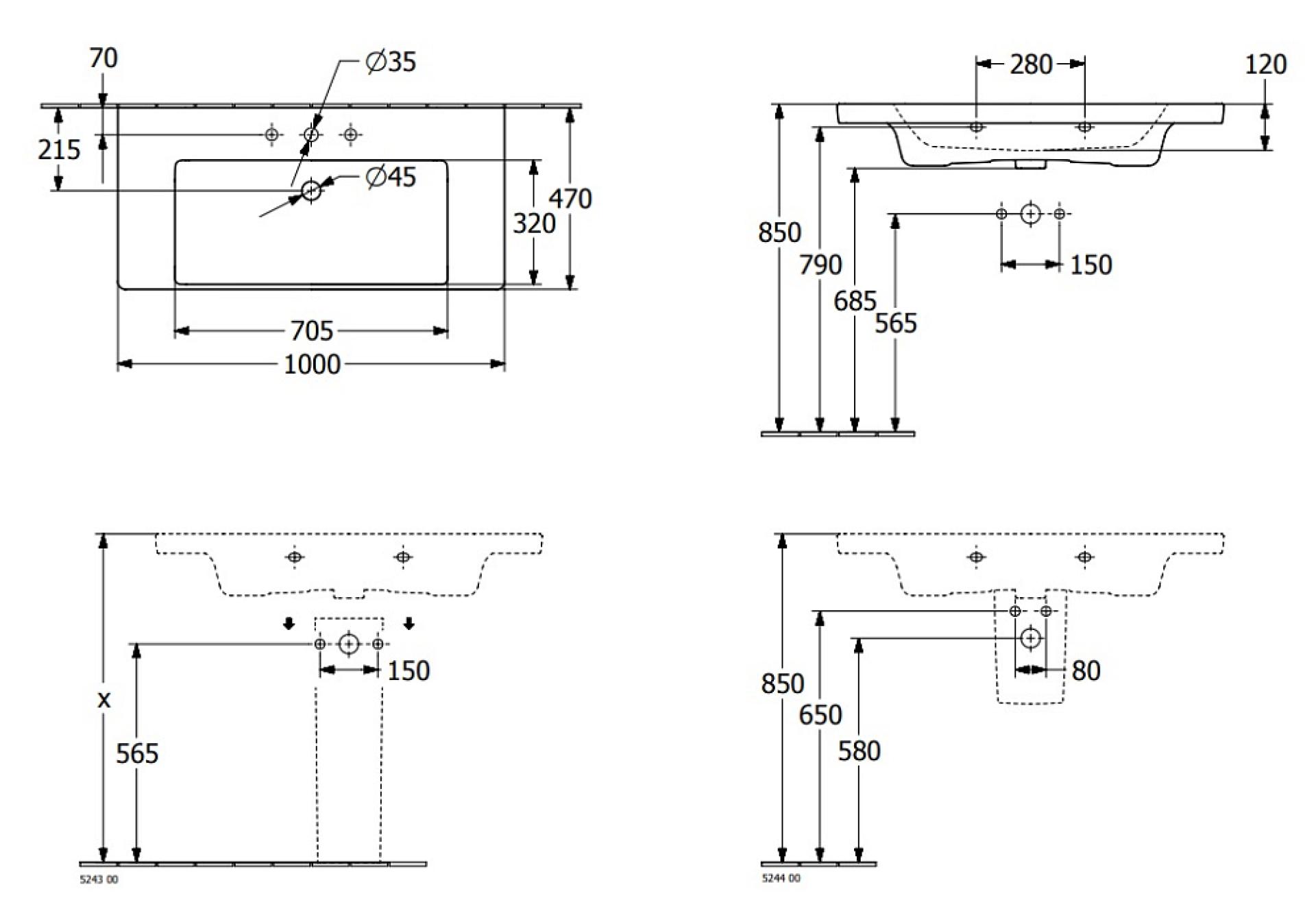 Раковина Villeroy & Boch Subway 3.0 4A70A501, белый