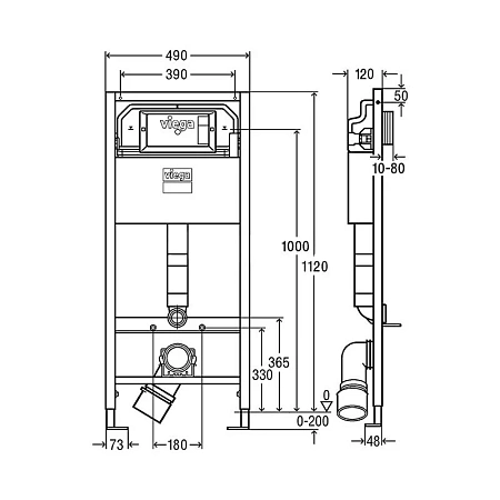 Инсталляция Viega с безободковым унитазом Villeroy&Boch Venticello 4611 R0R1, сиденье микролифт, комплект