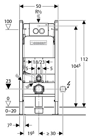 Комплект Система инсталляции для унитазов Geberit Duofix Delta 458.124.21.1 3 в 1 с кнопкой смыва + Унитаз подвесной Villeroy & Boch O Novo 5688 H1 0