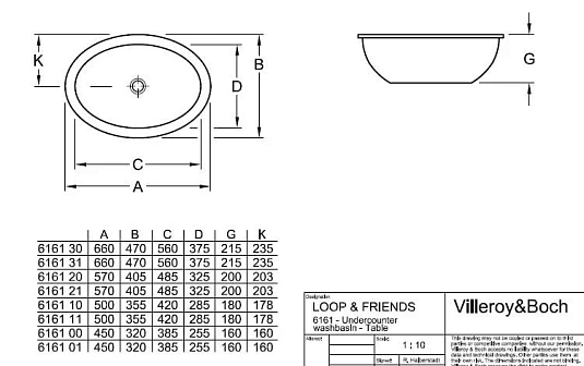 Раковина Villeroy&Boch Loop&Friends 61610001 белый