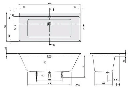 Акриловая ванна Villeroy & Boch Collaro UBA160COR2JV-01 белый