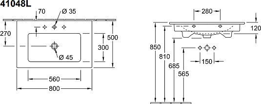 Тумба с раковиной Villeroy & Boch Venticello 80 A92504 white wood