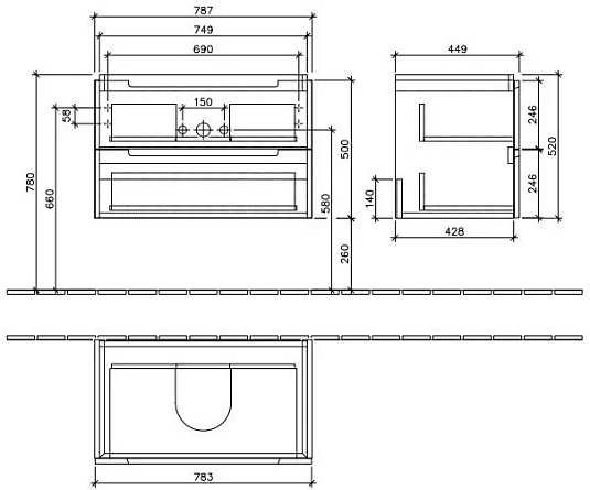 Тумба под раковину Villeroy&Boch Subway 2.0 A69600FP серый