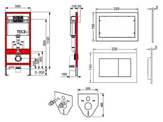 Инсталляция Tece с унитазом Villeroy&Boch Subway 6600 1001, сиденье микролифт, комплект