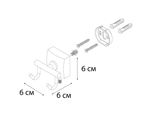 Крючок FIXSEN Kvadro двойной FX-61305B