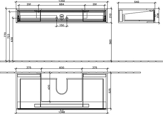 Мебель для ванной Villeroy & Boch La Belle 135 white brilliant с 1 ящиком