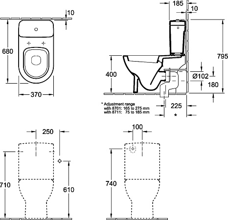 Унитаз-компакт Villeroy & Boch Subway 661010R1 с бачком 772311R1 Сeramicplus