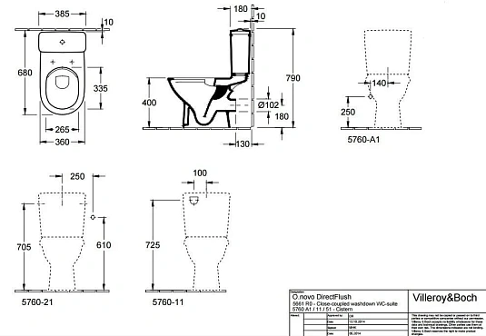 Напольный унитаз Villeroy&Boch O'novo 5661 R001 с бачком 5760 S101